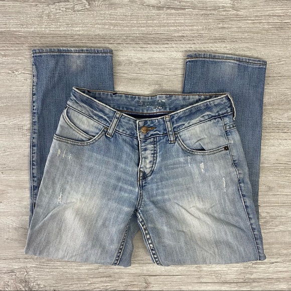 Express Light Wash Ripped Straight Leg Jeans - Picture 7 of 8